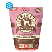 Primal Wholesome Raw Patties for Dogs Turkey &amp; Sardine Formula 6 lb. 922519