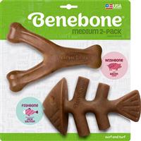 Benebone Medium 2-Pack Wishbone &amp; Fishbone Dog Chew Toy I029270